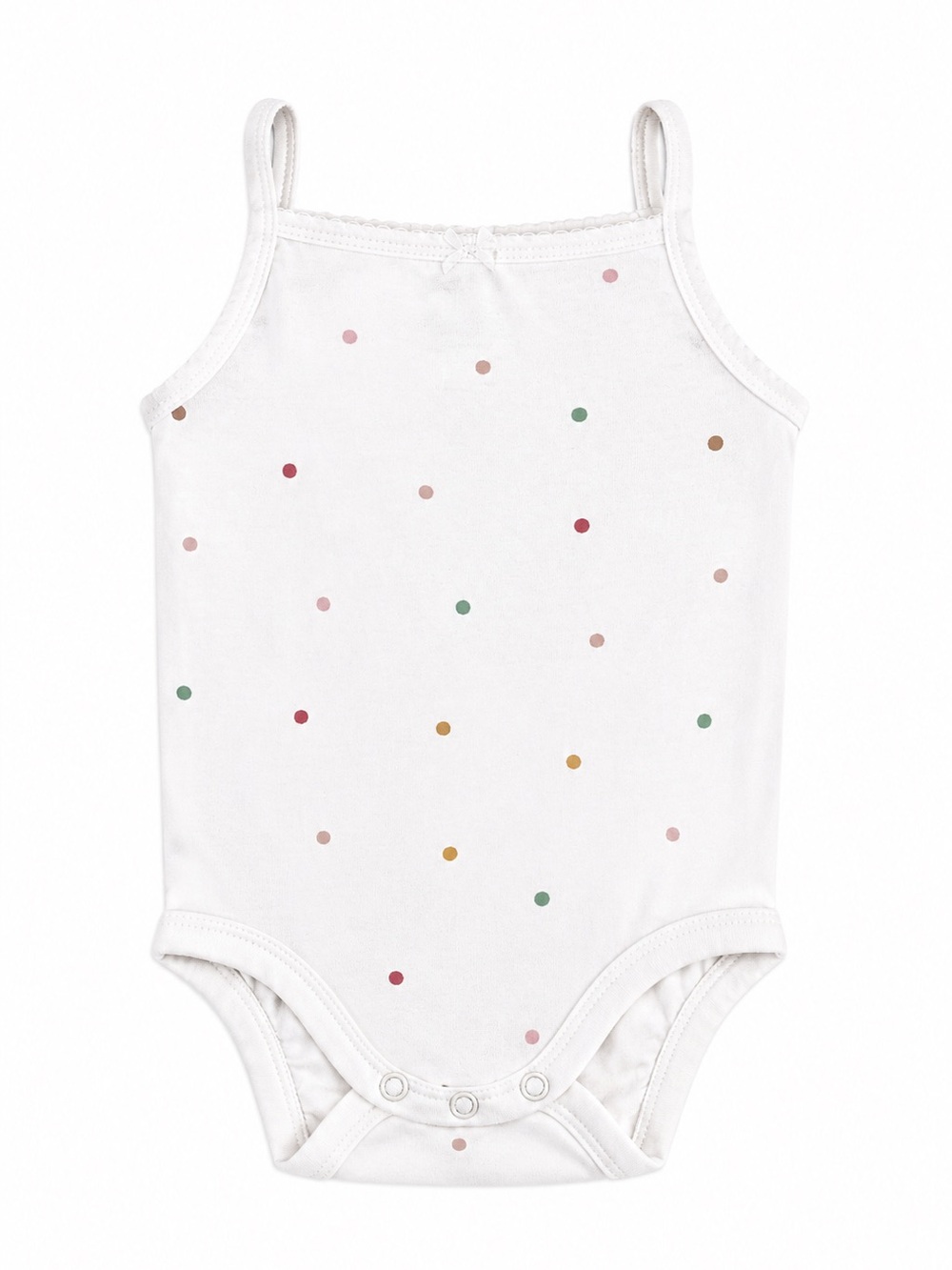 H&M White Baby Tank Bodysuit with Subtle Pink Dots